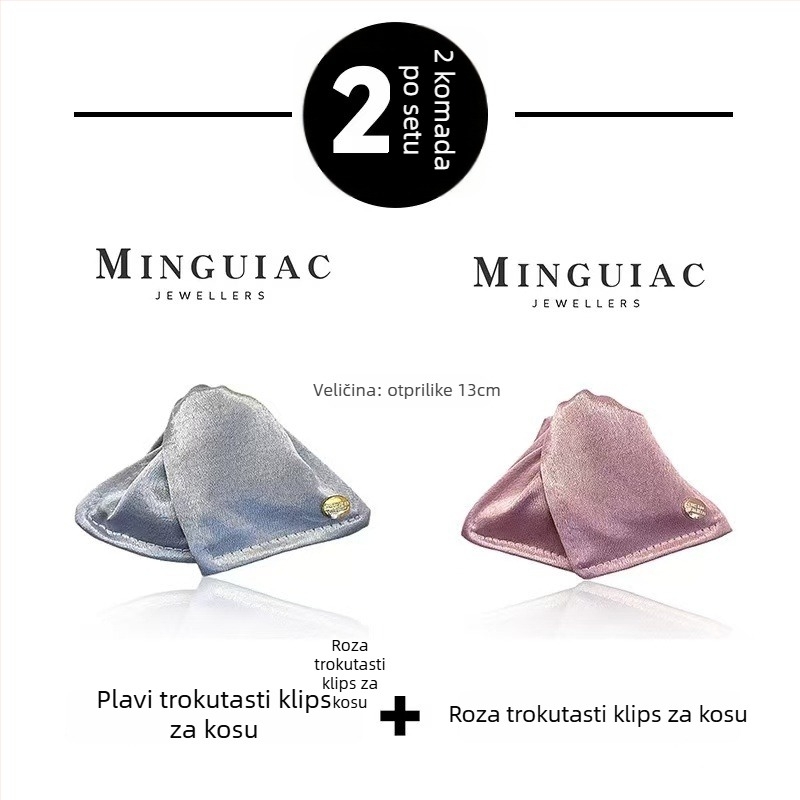 Satenska trokutasta kopča za kosu za žene, ručna izrada, proljeće 2025