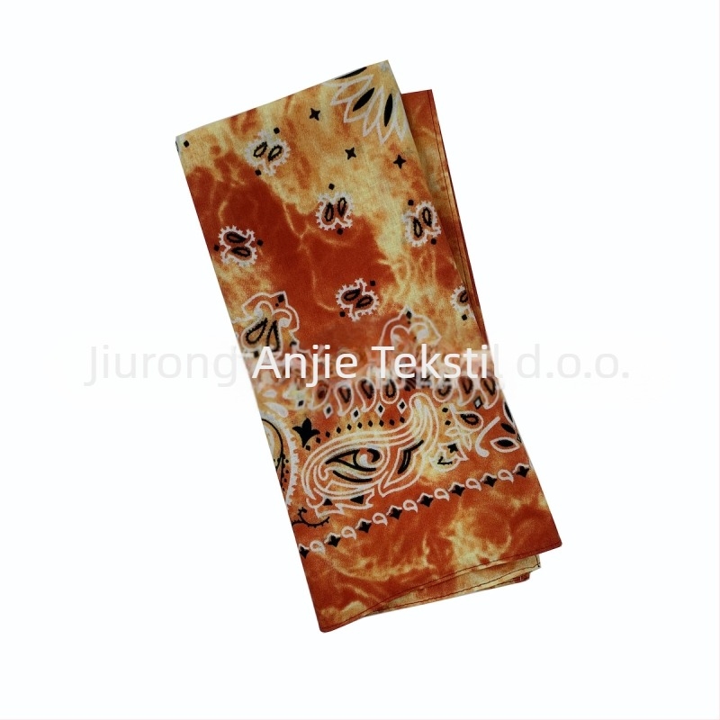 Pamučni četvrtasti šal s uzorkom Cashew Flower, tie-dye, za vanjsku upotrebu, unisex, s logom, višefunkcionalan