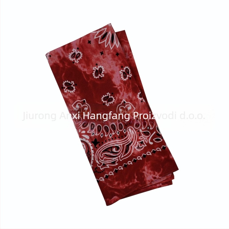Pamučni četvrtasti šal s uzorkom Cashew Flower, tie-dye, za vanjsku upotrebu, unisex, s logom, višefunkcionalan