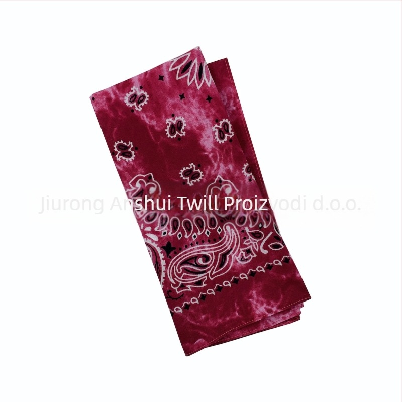 Pamučni četvrtasti šal s uzorkom Cashew Flower, tie-dye, za vanjsku upotrebu, unisex, s logom, višefunkcionalan