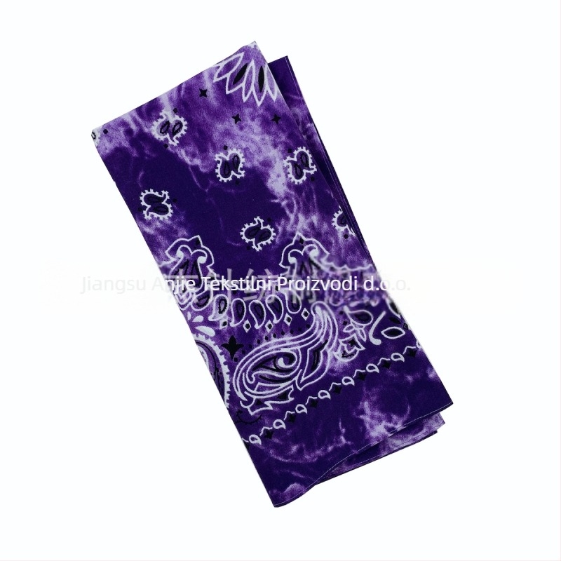 Pamučni četvrtasti šal s uzorkom Cashew Flower, tie-dye, za vanjsku upotrebu, unisex, s logom, višefunkcionalan