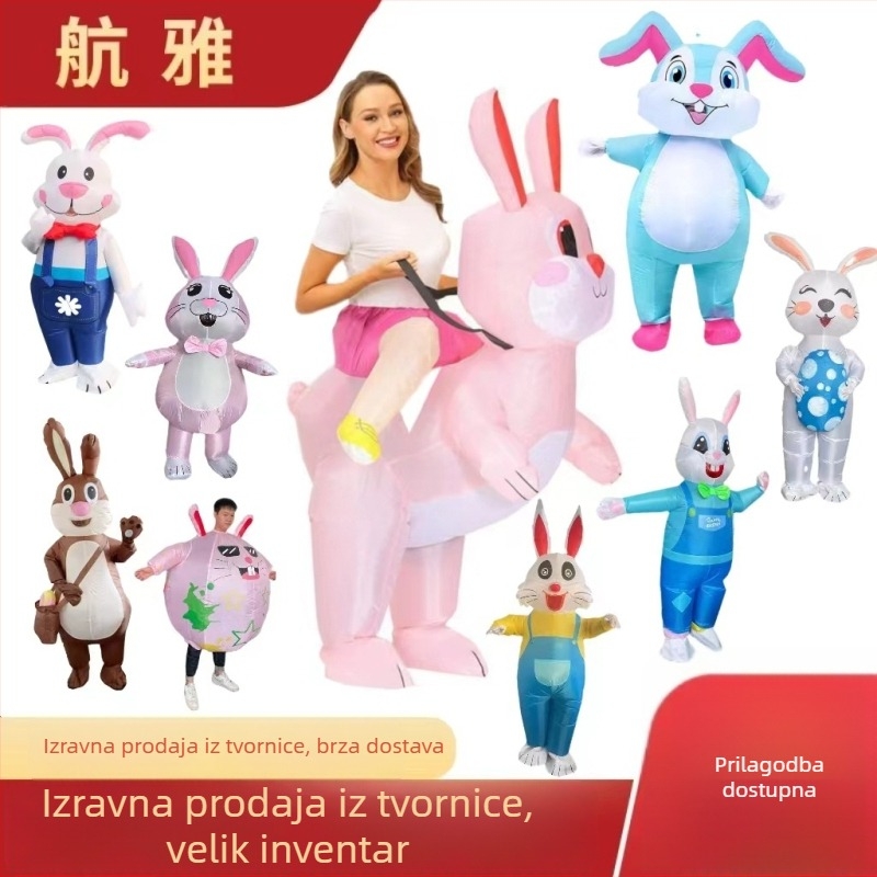 Naduvani kostim uskršnjeg zeca, stil vožnje, cijeli kostim za crtani cosplay rekvizitu, tkanina