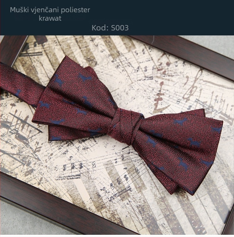 Muška leptir-mašnica za svadbu, jacquard poliester, prugasti uzorak, plochi čvor, muški stil