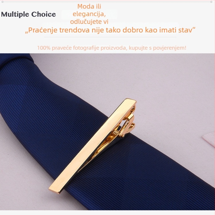 Muški zlatno pozlaćeni držač kravate, jednostavan korejski stil, pogodan za poslovne i formalne prilike, standardna širina kravate.