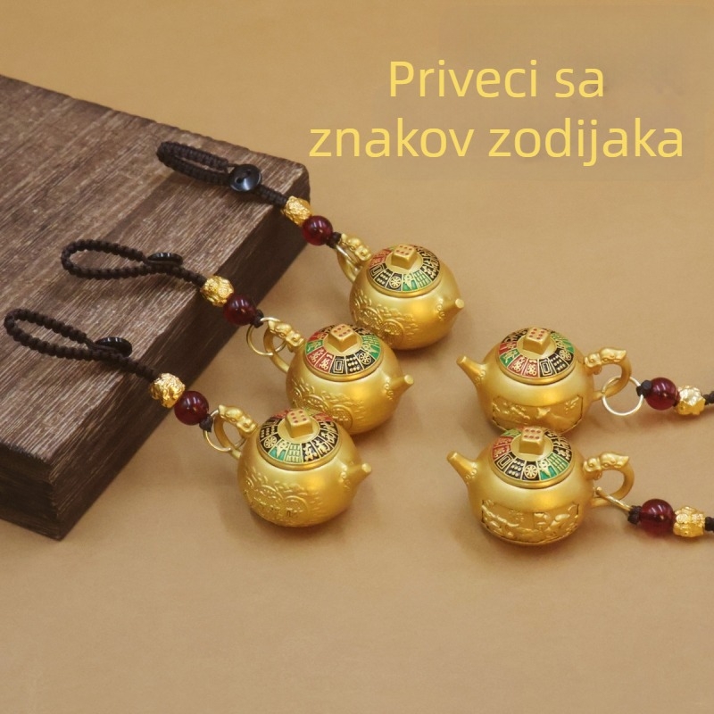 Kljucni privjesak s oslikanim zodijakom, kineskog stila od legure, okretni motiv