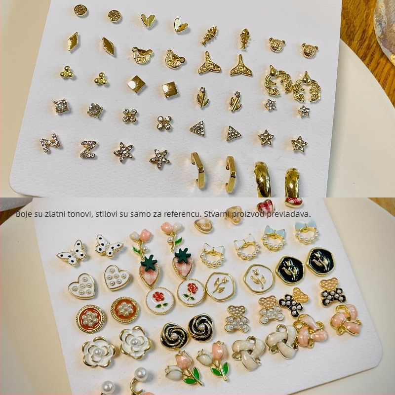 Naušnice Miyou – legura; obrada: kapanje ulja; stil: japanski i korejski; oblici: srce, cvijet, listovi, geometrijski