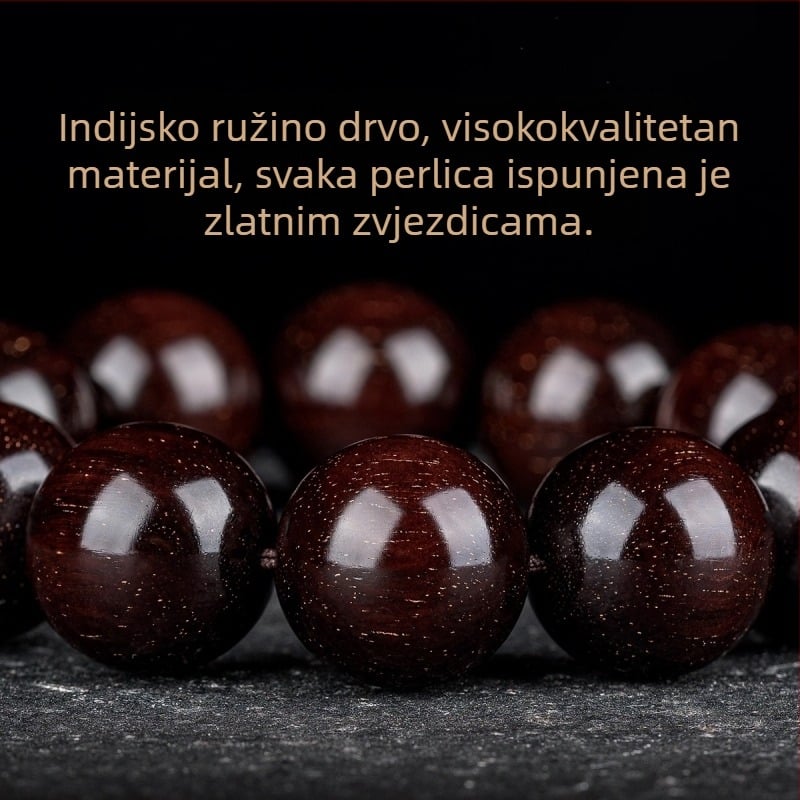 Ručni izrađeni narukvica od indijskog sandalovog drveta s perlicama i trakama, kineski stil, za muškarce