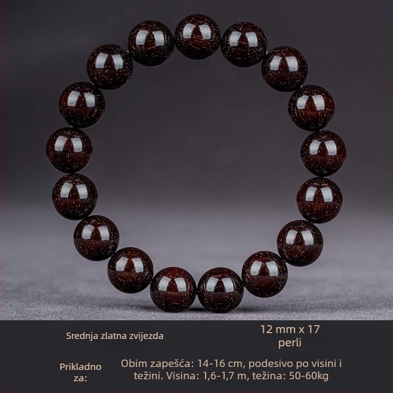 Ručni izrađeni narukvica od indijskog sandalovog drveta s perlicama i trakama, kineski stil, za muškarce