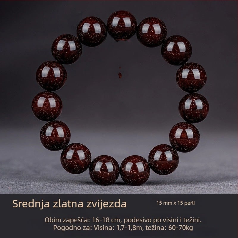 Ručni izrađeni narukvica od indijskog sandalovog drveta s perlicama i trakama, kineski stil, za muškarce