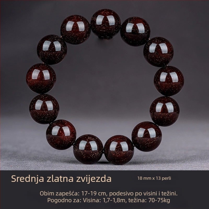 Ručni izrađeni narukvica od indijskog sandalovog drveta s perlicama i trakama, kineski stil, za muškarce