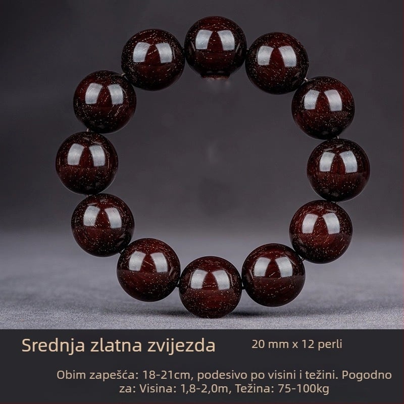 Ručni izrađeni narukvica od indijskog sandalovog drveta s perlicama i trakama, kineski stil, za muškarce