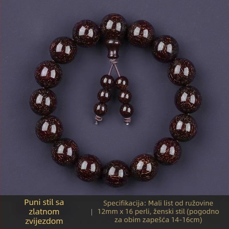 Ručni izrađeni narukvica od indijskog sandalovog drveta s perlicama i trakama, kineski stil, za muškarce