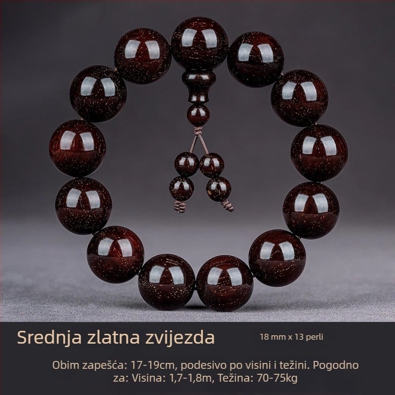 Ručni izrađeni narukvica od indijskog sandalovog drveta s perlicama i trakama, kineski stil, za muškarce