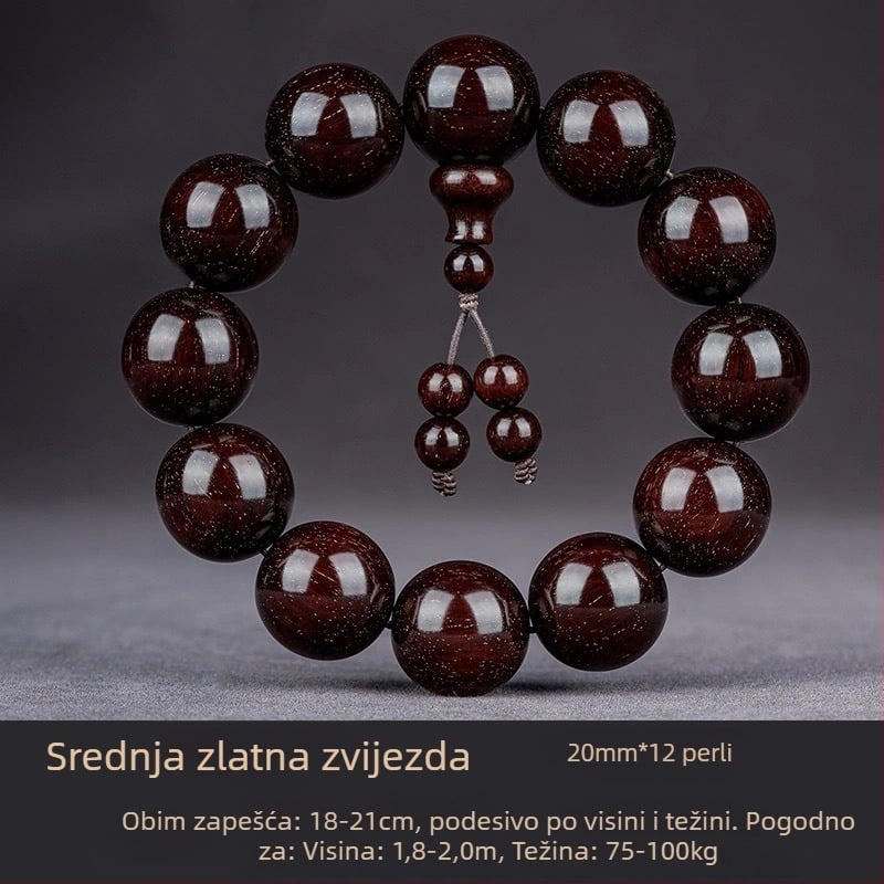 Ručni izrađeni narukvica od indijskog sandalovog drveta s perlicama i trakama, kineski stil, za muškarce