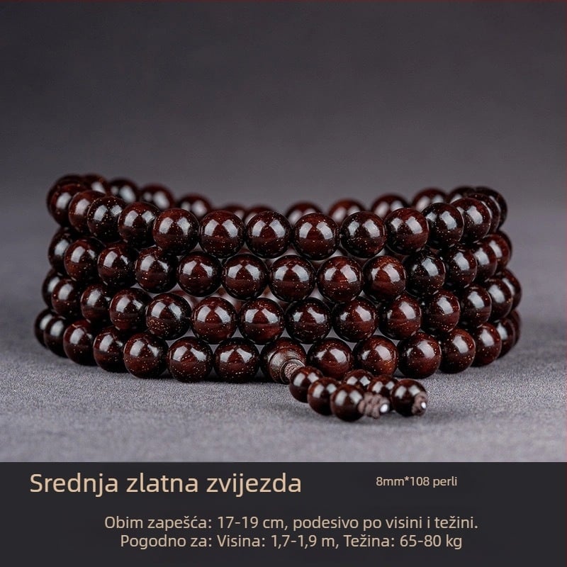 Ručni izrađeni narukvica od indijskog sandalovog drveta s perlicama i trakama, kineski stil, za muškarce