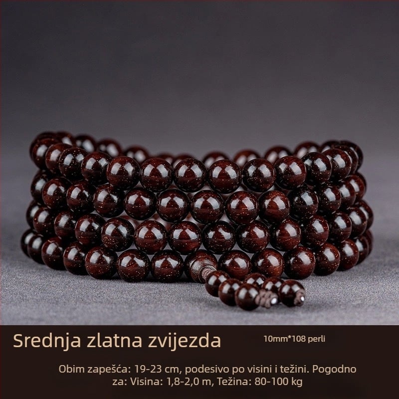 Ručni izrađeni narukvica od indijskog sandalovog drveta s perlicama i trakama, kineski stil, za muškarce