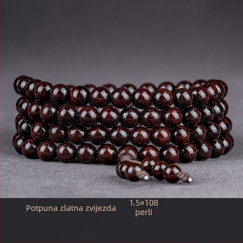 Ručni izrađeni narukvica od indijskog sandalovog drveta s perlicama i trakama, kineski stil, za muškarce