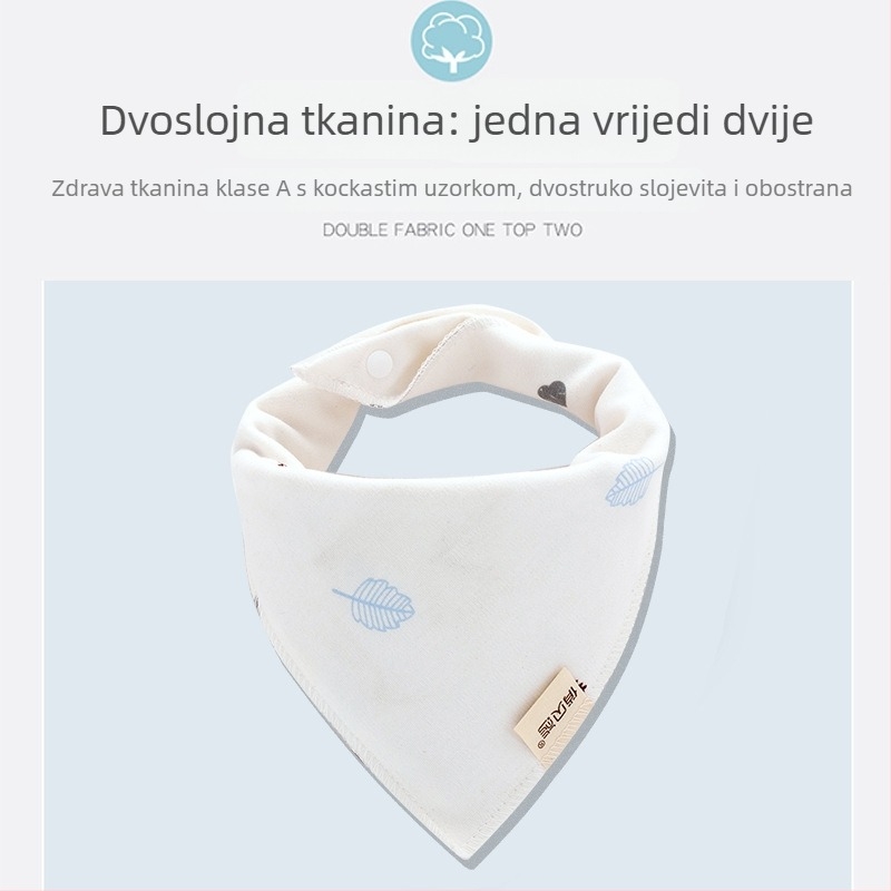 Trokutasta dječja bryndáčka od pamuka (>95%), dvostruka, vodootporna, za djecu 0–6 godina