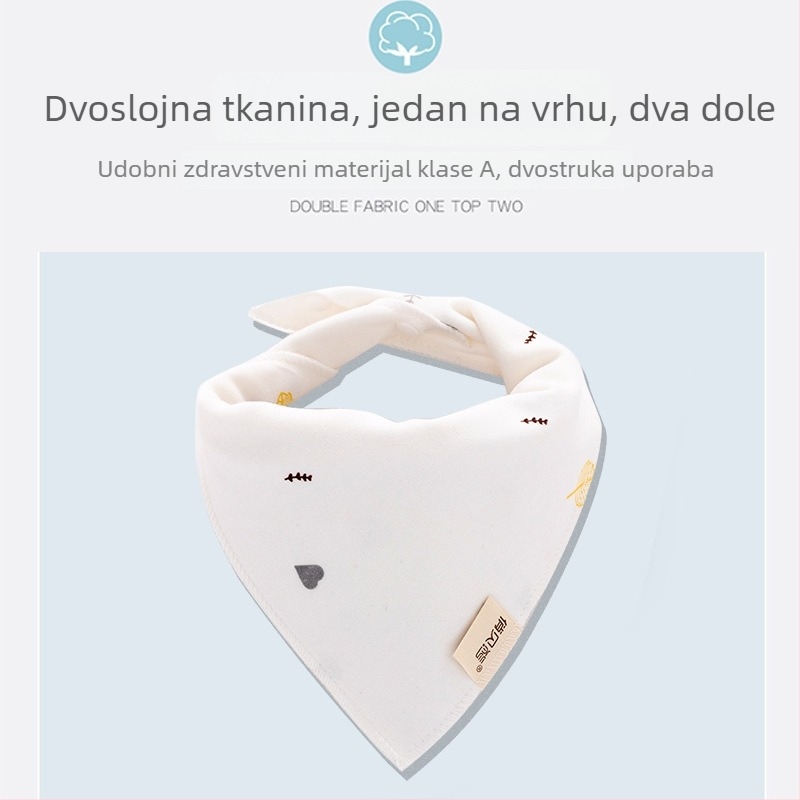 Trokutasta dječja bryndáčka od pamuka (>95%), dvostruka, vodootporna, za djecu 0–6 godina