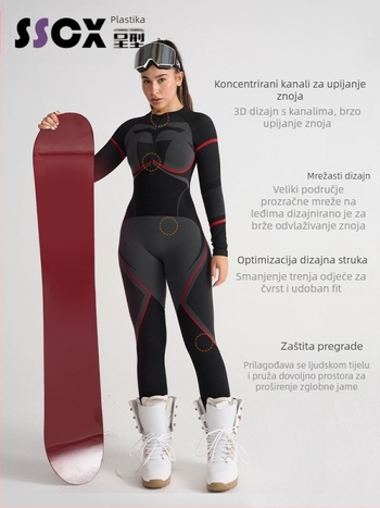 Set za skijanje s brzim sušenjem — top sloj, mješavina pamuka (Spandex 13%, Nylon 61%, Polyester 26%), Zima/Jesen, Muškarci, Aktivnosti: trčanje, biciklizam, snijeg i led, planinarenje