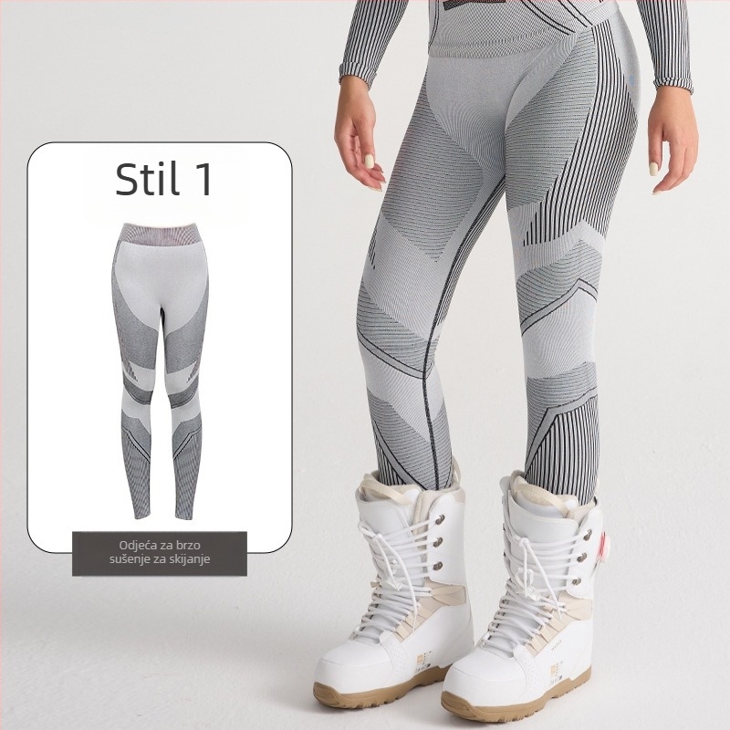 Set za skijanje s brzim sušenjem — top sloj, mješavina pamuka (Spandex 13%, Nylon 61%, Polyester 26%), Zima/Jesen, Muškarci, Aktivnosti: trčanje, biciklizam, snijeg i led, planinarenje