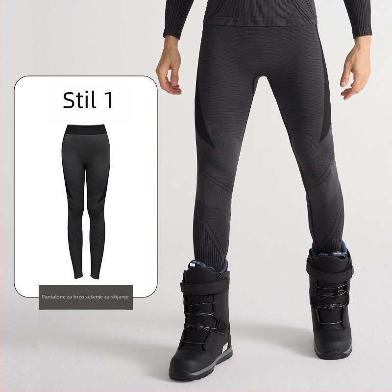 Set za skijanje s brzim sušenjem — top sloj, mješavina pamuka (Spandex 13%, Nylon 61%, Polyester 26%), Zima/Jesen, Muškarci, Aktivnosti: trčanje, biciklizam, snijeg i led, planinarenje