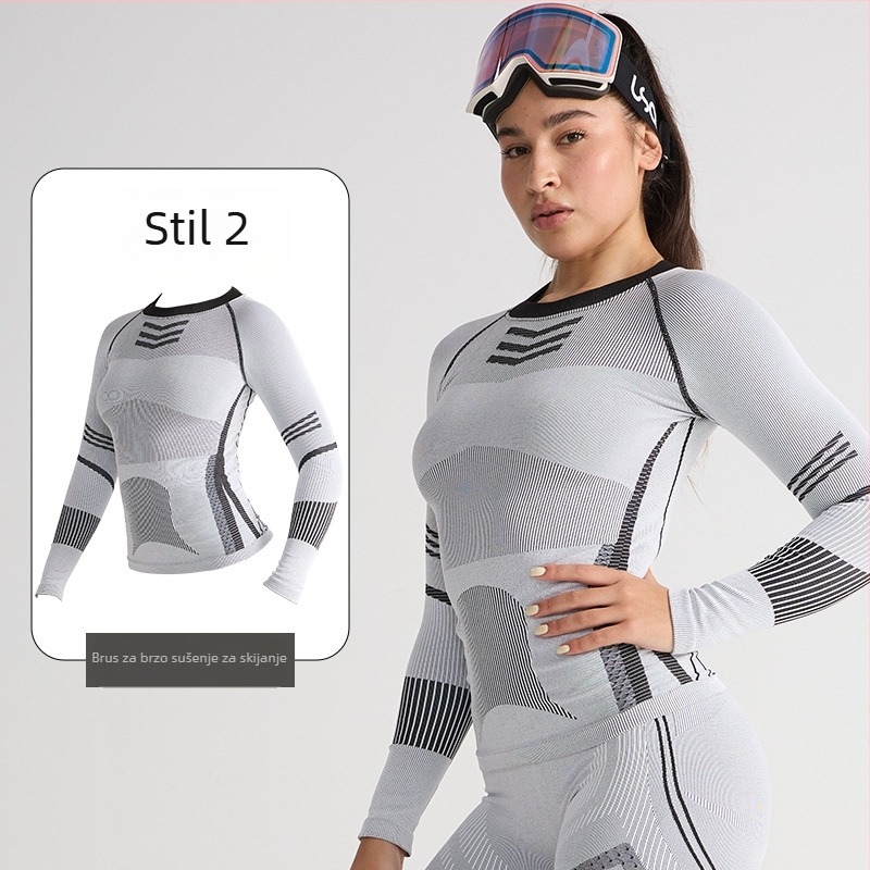 Set za skijanje s brzim sušenjem — top sloj, mješavina pamuka (Spandex 13%, Nylon 61%, Polyester 26%), Zima/Jesen, Muškarci, Aktivnosti: trčanje, biciklizam, snijeg i led, planinarenje