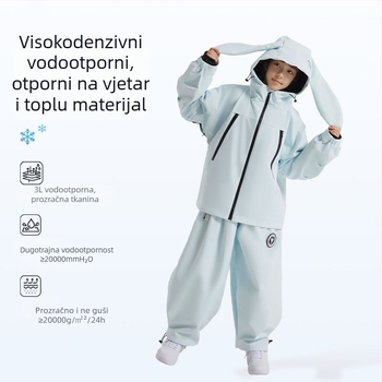 Dječji skijaški komplet s kapuljačom – vodootporan 3000mm, prozračan, toplinska izolacija od svilenog vlakna, unisex