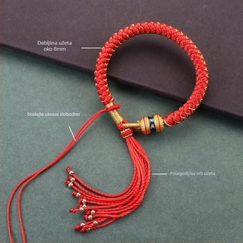 Narukvica s uzorkom zmajevih ljuskica, tibetanske inspiracije, ručno tkan od konca, unisex, etnički stil