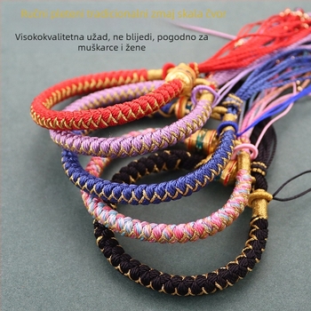 Narukvica s uzorkom zmajevih ljuskica, tibetanske inspiracije, ručno tkan od konca, unisex, etnički stil