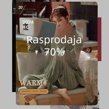 Flanelni pidžama set – sladak stil, okrugli izrez, dugi rukavi, hlače, poliester 95–100%