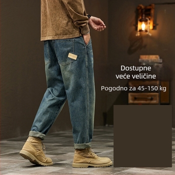 Muške plus-size široke traperice, japanski retro vintage, harém stil