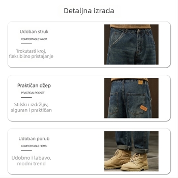 Muške plus-size široke traperice, japanski retro vintage, harém stil