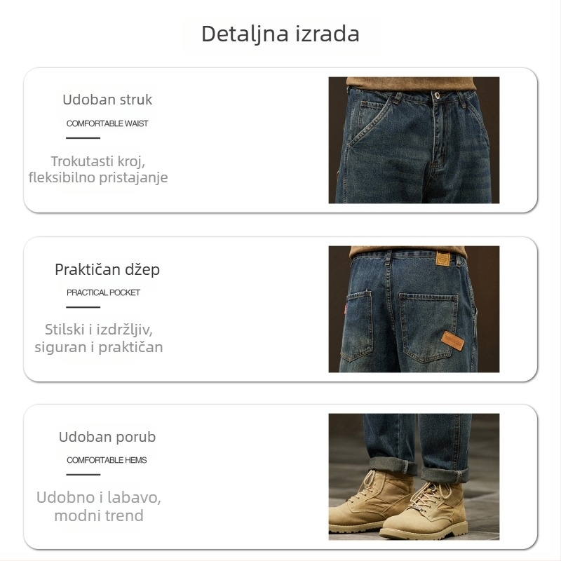 Muške plus-size široke traperice, japanski retro vintage, harém stil