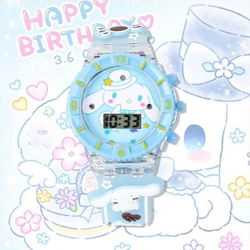 Elektronički dječji sat sa svjetlom i glazbom, crtani dizajn; pokret: elektronički; vodootpornost: Ne; kućište: plastika; remen: plastika; ogledalo: plastika