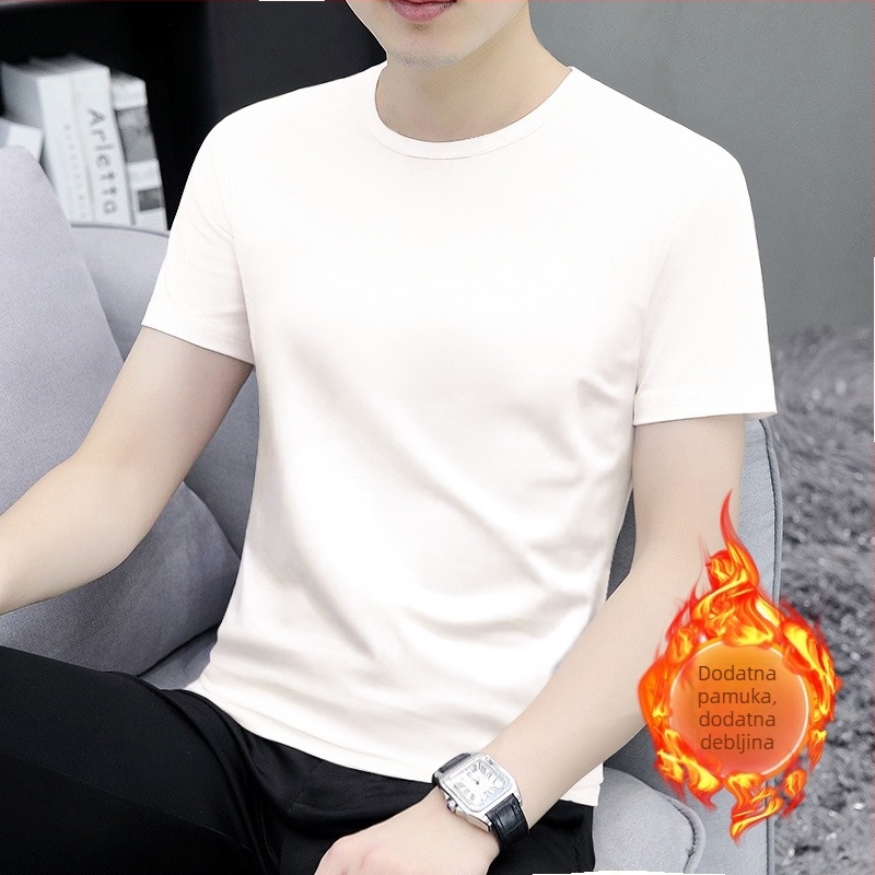 Majica kratkih rukava od češćenog pamuka 91–95%, klasičan slim kroj, okrugli izrez