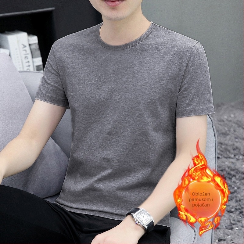 Majica kratkih rukava od češćenog pamuka 91–95%, klasičan slim kroj, okrugli izrez