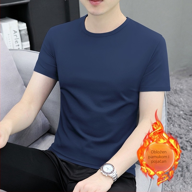 Majica kratkih rukava od češćenog pamuka 91–95%, klasičan slim kroj, okrugli izrez