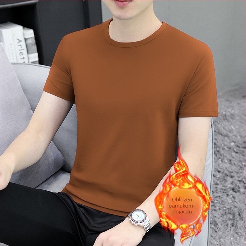 Majica kratkih rukava od češćenog pamuka 91–95%, klasičan slim kroj, okrugli izrez