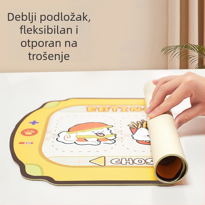 Podmetač za posudu za kućne ljubimce - koža, anti-proliv, vodootporan i otporan na ulje, protuklizni za mačke i pse, crtani dizajn, Pink Claw