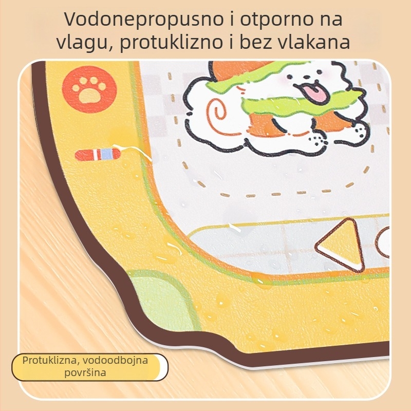 Podmetač za posudu za kućne ljubimce - koža, anti-proliv, vodootporan i otporan na ulje, protuklizni za mačke i pse, crtani dizajn, Pink Claw