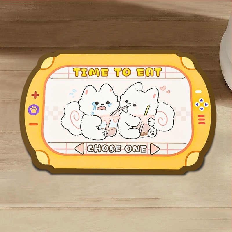 Podmetač za posudu za kućne ljubimce - koža, anti-proliv, vodootporan i otporan na ulje, protuklizni za mačke i pse, crtani dizajn, Pink Claw