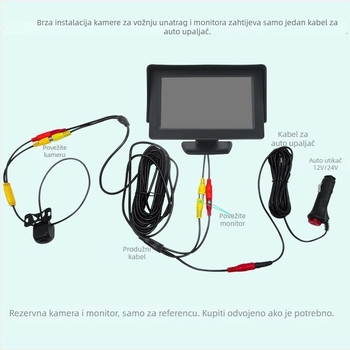 Video linija kontrole za stražnju kameru automobila - RCA produžni kabel sa okidačem, 12V, AV video signal