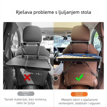 Auto mali drveni stol, sklopivi za suvozača; stol za stražnju klupu za jelo i domaće zadatke; zidna potpora naslona; univerzalno