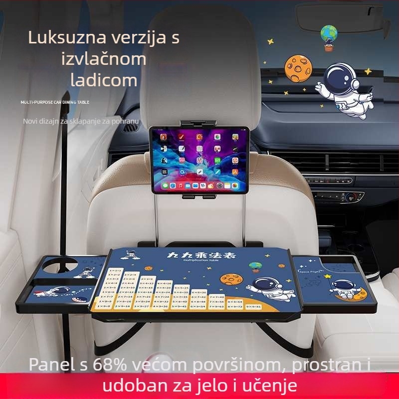 Auto mali drveni stol, sklopivi za suvozača; stol za stražnju klupu za jelo i domaće zadatke; zidna potpora naslona; univerzalno