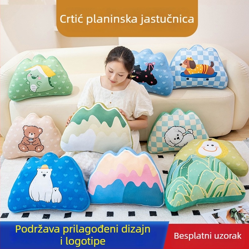 Chopper jastučić za lumbalnu potporu s pliš navlakom, PP pamuk punjenje, uzorak slatkih životinja, crtani stil