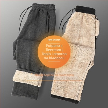 Muške hlače ravnog kroja, poliesterska tkanina s fleksom, za jesen-zimu, visokim strukom, za starije osobe, slobodno vrijeme