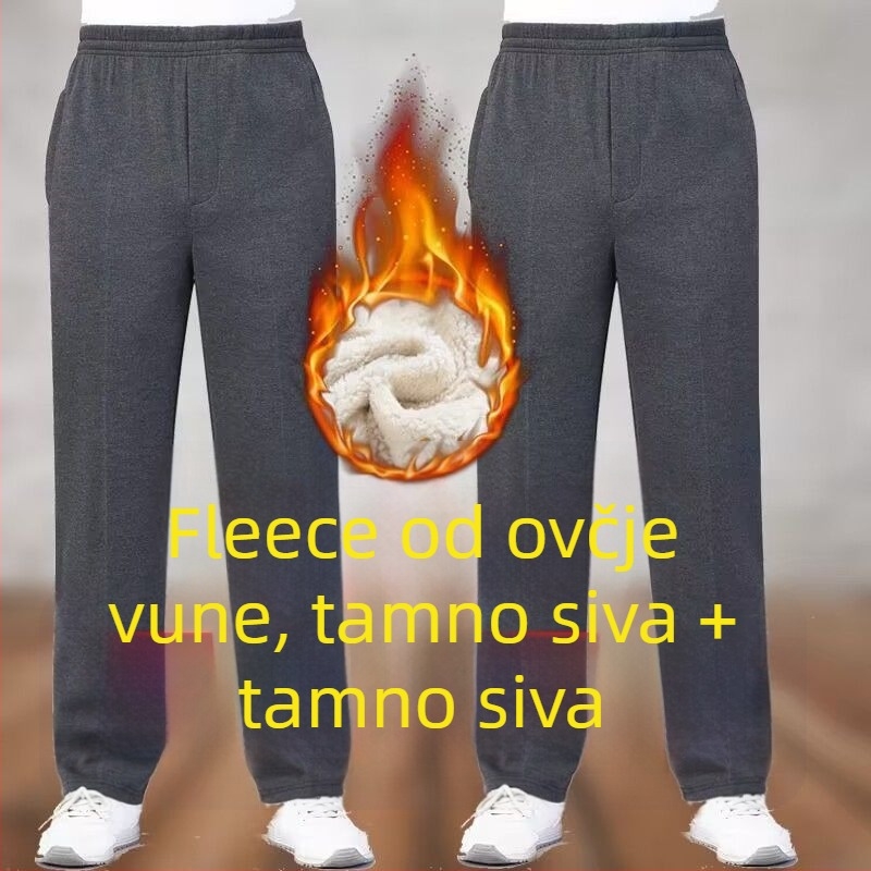 Muške hlače ravnog kroja, poliesterska tkanina s fleksom, za jesen-zimu, visokim strukom, za starije osobe, slobodno vrijeme