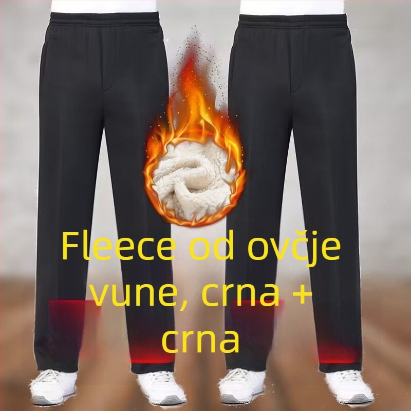 Muške hlače ravnog kroja, poliesterska tkanina s fleksom, za jesen-zimu, visokim strukom, za starije osobe, slobodno vrijeme