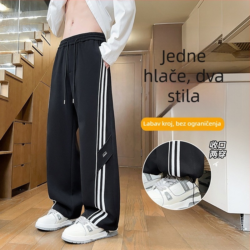 Jesensko-zimske flis hlače za dječake, dugi hlače s ravnim krojem, za učenike osnovne i srednje škole, sportsko-ležerni stil